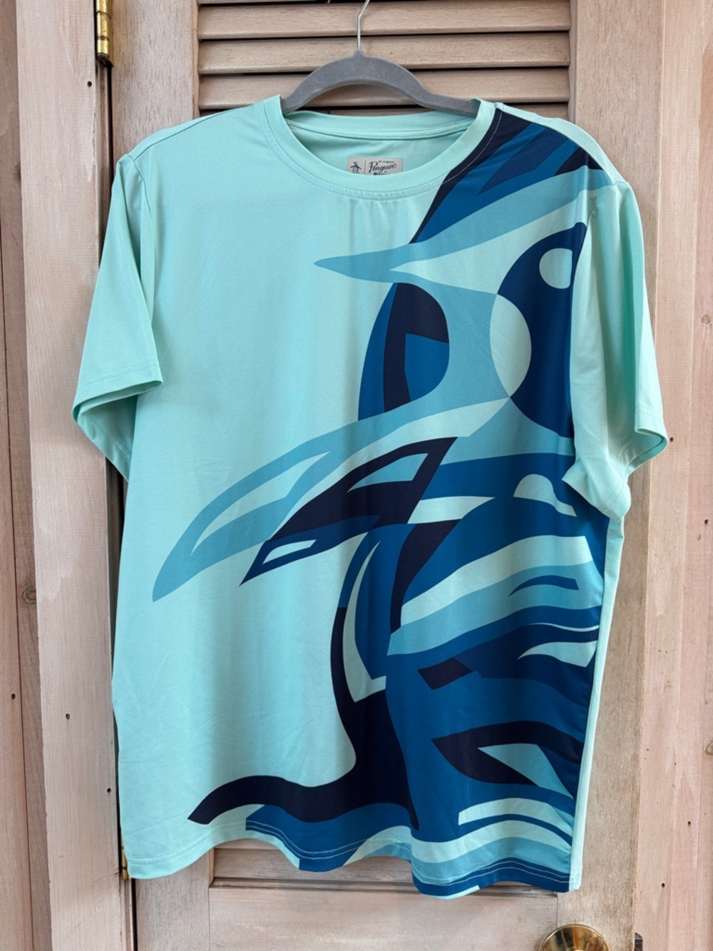 Original Penguin Racquet & Paddle Mint Green and Blue Graphic Tee Medium